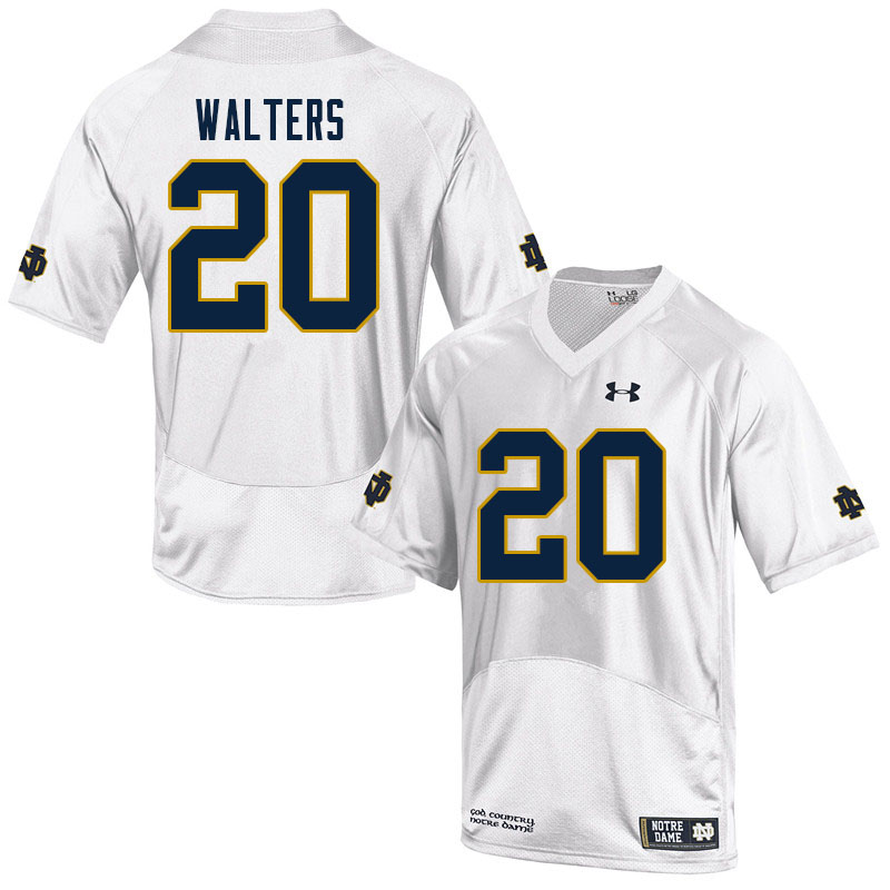 Men's NCAA Notre Dame Fighting Irish #20 Justin Walters Stitched College Under Armour Authentic White Football Jersey LL10T57JE